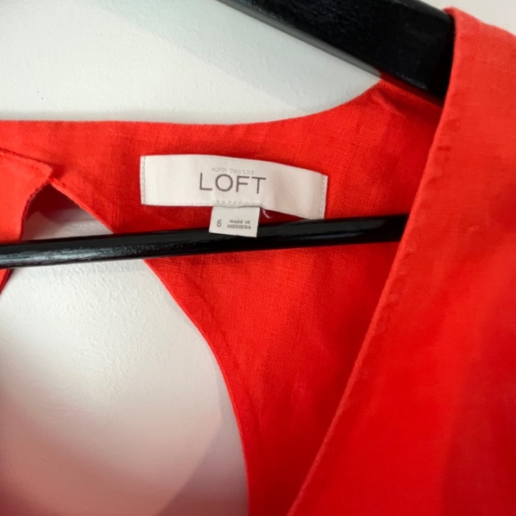 Loft - Orange Linen Tailored Sundress Sz 6 w/ Pockets - Picture 5 of 12